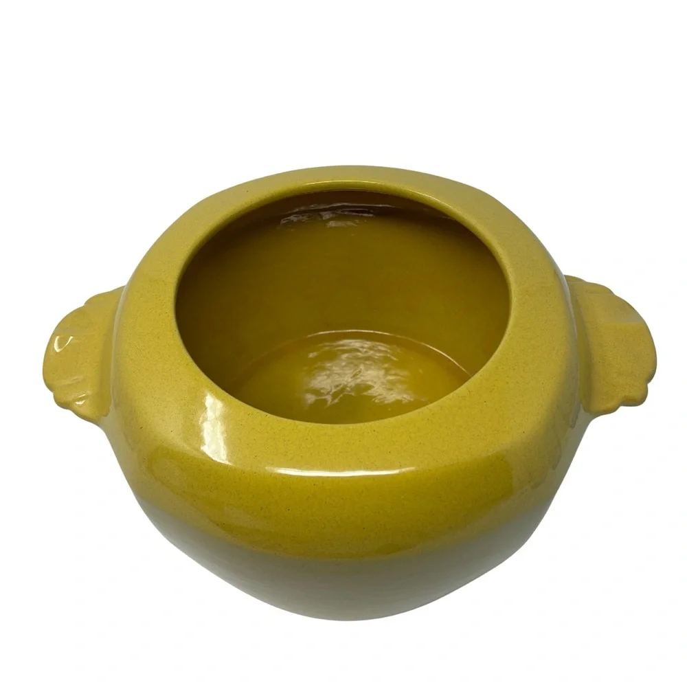 Vintage Frankoma Autumn Yellow Bean Pot Casserole Dish Lid Mid Century Kitchen